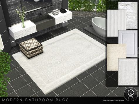 By Pralinesims Found in TSR Category 'Sims 4 Decorative Recolor Sets' Sims 4 Cc Bathroom Floor, Farmhouse Bathroom Rugs Bath Mats, Sims 4 Rugs Cc, Modern Bathroom Rug, Modern Bath Mat, Die Sims 4, Black Bathroom Accessories, Bathroom Rugs Bath Mats, Modern Farmhouse Bathroom Rug