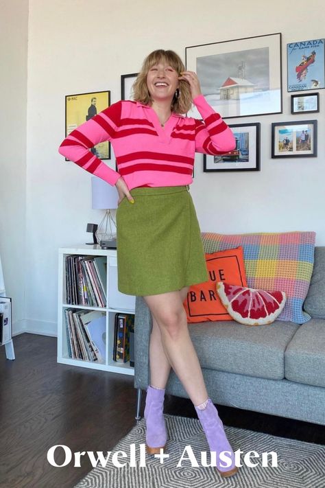 Pink And Red Stripes, Simple Spring Outfits, Spring Knitwear, Perfect Spring Outfit, Dopamine Dressing, Collared Sweater, Spring Outfit Ideas, Outfit Shop, Womens Cashmere