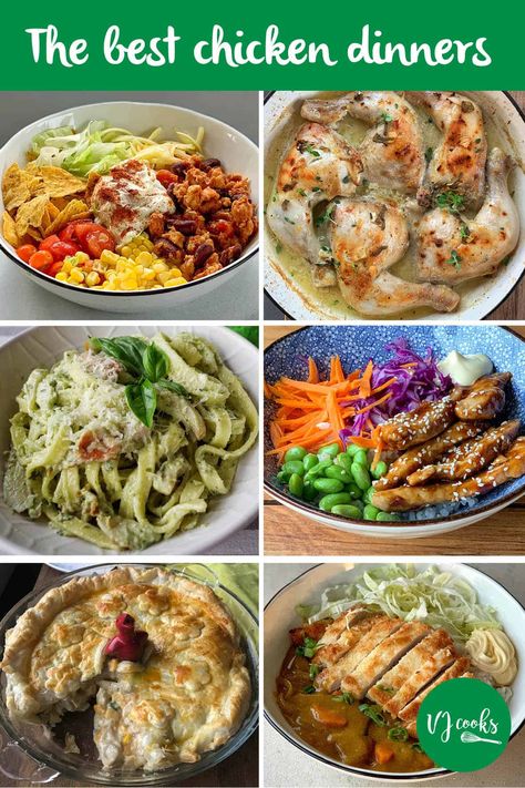 The best chicken dinners from vj cooks Whole Chicken Soup, Baked Garlic Chicken, Vj Cooks, Crispy Chicken Breast, Slow Cooker Thai Chicken, Creamy Pesto Chicken Pasta, Chicken Cutlet Recipes, Recipes For The Whole Family, Recipe Using Chicken