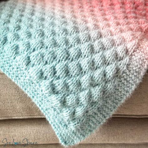 Sophie’s Bubble Stitch Knit Baby Blanket - Free Pattern - SeeLoveShare | SeeLoveShare Crochet Seed Stitch, Knit Baby Blanket Pattern, Bubble Stitch, Bubble Blanket, Chunky Crochet Blanket Pattern, Knit Baby Blanket, Chunky Knit Throw, Baby Blanket Knitting Pattern, Crochet Magazine