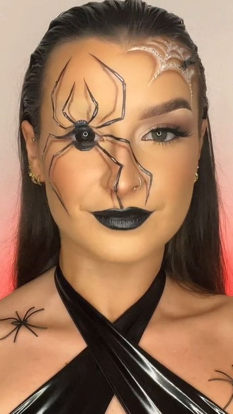 Eye Halloween Makeup, Maquillage Halloween Simple, Spider Makeup, Creative Halloween Makeup, Holloween Makeup, Korean Makeup Tips, Creepy Halloween Makeup, Cute Halloween Makeup, Creepy Spider