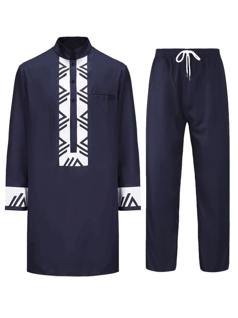 Muslin Men Robe Suit,Abaya Deep Blue Pakistan Islam Saudi Arabia Long Sleeves Tops&drawstring Pants,National Costume Muslim Men Clothing Thobe https://share.temu.com/rX1NRgyBu4A via @shoptemu Muslim Men Clothing, Blue Abaya, Long Sleeves Tops, Men's Robes, Muslim Men, National Costume, Muscle T Shirts, Gym Tank Tops, Drawstring Pants