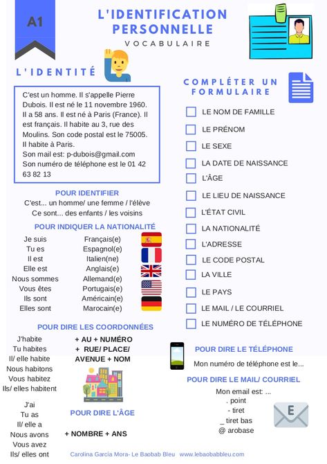 Lexique pour identifier, présenter French Flashcards, Basic French Words, French Worksheets, French Teaching Resources, French Verbs, French Activities, French For Beginners, French Language Lessons, Core French