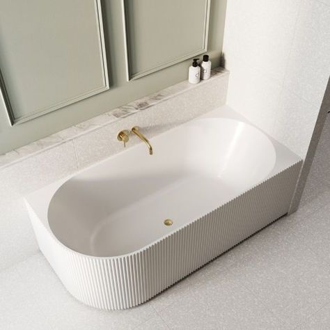 Bao Fluted 1500mm Back to Corner Bath - Matte White In Stock SKU BAO100215L Baths by Bao Bath  Original priceRRP $2,438 Current price$2,072 Inbuilt Bathtub, Fluted Bath, Fluted Bathroom, Brushed Nickel Mirror, Bathroom Tubs, Wishy Washy, Built In Bathtub, Built In Bath, Bathroom Ambiance