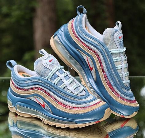 Blue Air Max Sneakers For Spring, Blue Sneakers With Air Cushioning For Spring, Blue Sneakers With Air Max Cushioning For Spring, Airmax 95, Nike Airmax 97, Top Pic, Red Paisley, Air Max 95, Nike Air Max 97