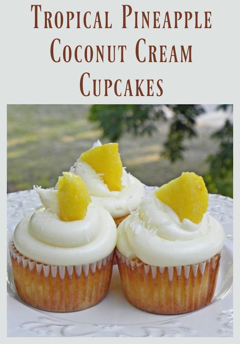 Pineapple Coconut Cupcakes, Coconut Cream Cupcakes, Coconut Cupcake Recipes, Pineapple Cupcakes, Tropical Desserts, Baking With Almond Flour, Cupcakes Recipes, Coconut Cupcakes, New Birthday