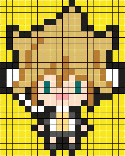 Len Perler Beads, Perler Beads Characters, Kaito Perler Beads, Project Sekai Pixel Art Grid, Vocaloid Pixel Art, Perler Bead Patterns Danganronpa, Vocaloid Pixel Art Grid, Vocaloid Perler Beads, Melty Bead Patterns