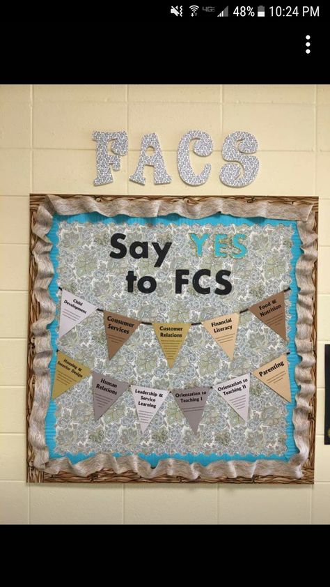 Fcs Bulletin Boards Middle School, Facs Bulletin Board, Middle School Bulletin Boards, Class Bulletin Boards, Classroom Boards, Bullentin Boards, Classroom Goals, Home Economics, Face Mug