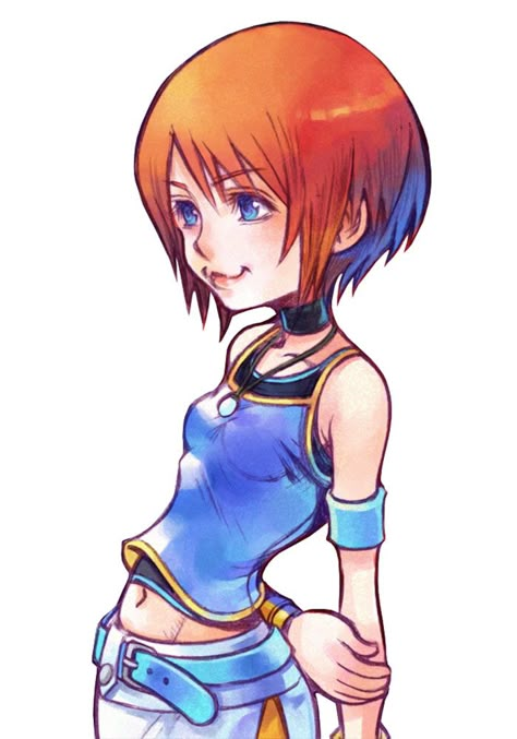 Kairi from Kingdom Hearts Union χ [Cross] Kingdom Hearts Art Style, Kingdom Hearts Concept Art, Kh Kairi, Kingdom Hearts Kairi, Nomura Art, Destiny Trio, Kairi Kingdom Hearts, Kingdom Hearts 1, Sora And Kairi