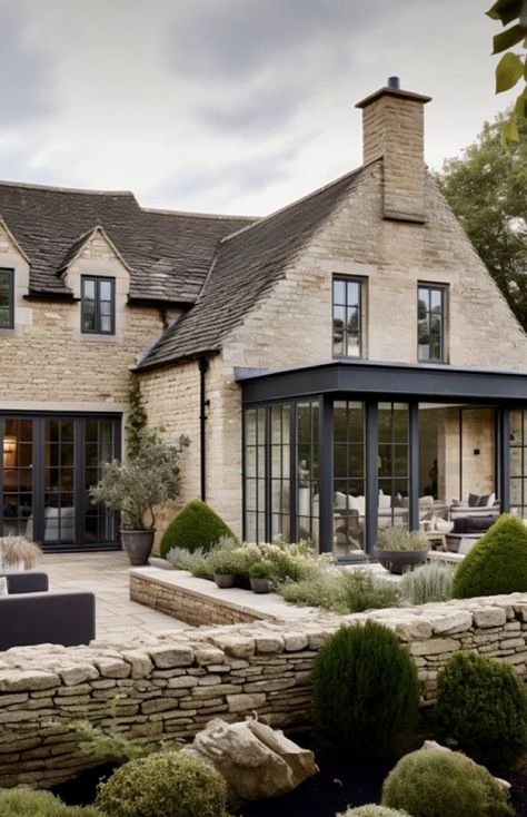 Country House Exterior, Cotswold House, Shop Barndominium, Cottage Exterior, Lots Of Windows, Casa Exterior, Countryside House, Home Exterior, Modern Cottage