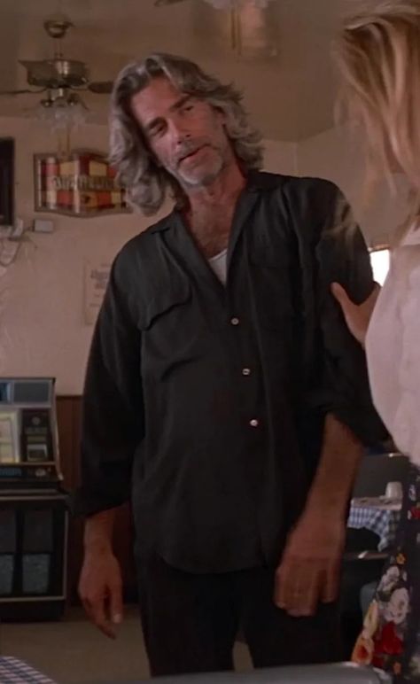 Sam Elliott's Black Clothes in Road House » BAMF Style Wade Garrett Roadhouse, Sam Elliott Roadhouse, Dinner Jacket Wedding, Brown Work Boots, Character Studies, Sam Elliott, Miller High Life, Road House, Black Wardrobe