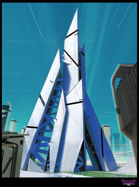 "Spider-Man : Across the Spider-Verse (Watch Force Building) " by Mack Sztaba Marvel Spider Gwen, Spider Man Across The Spider Verse, Across The Spider Verse, Entertainment Design, Spider Gwen, The Spider, Visual Development, Spiderman Art, Futuristic Architecture