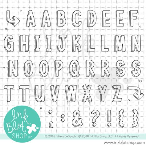 Big Block Alphabet :: 6x8 Clear Stamp Set – Ink Blot Shop LLC Chalkboard Lettering Alphabet, Bubble Alphabet, Cheer Signs, Different Lettering, Doodle Letters, Calligraphy Cards, Hand Lettering Fonts, Alphabet Stamps, Hand Lettering Alphabet