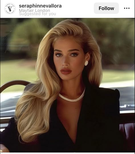 Bombshell Hair, Blonde Hair Makeup, Blonde Hair Looks, Mob Wife, Long Blonde, Money Aesthetic, Blonde Bombshell, Formal Hairstyles, Long Blonde Hair