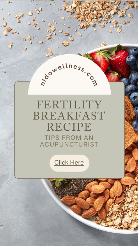 It's hard to know what to eat when you are trying to conceive. Let's take the guesswork out of it. You want to have a nourishing breakfast to optimize your fertility by making sure you have protein, fiber, and antioxidants. Eating oatmeal is a good fertility diet tip. When you are trying to get pregnant, it's essential to eat breakfast to stabilize your blood sugar. In Chinese medicine for fertility, we want you to eat something warm! Check out this Fertility Breakfast Recipe on the blog. Fertility Oatmeal, Breakfast For Fertility, Fertility Friendly Breakfast, Warming Foods Chinese Medicine Fertility, Mediterranean Fertility Diet Recipes, Fertility Breakfast Recipes, Fertility Boosting Meals, Fertility Meal Prep, Fertility Meals Recipes