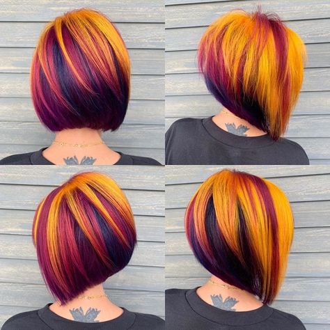 10 Hair Color Trends for Short Hair in Rainbow Designs 8 Fantasy Hair Color, Yellow Hair Color, Hair Colour Design, Vivid Hair Color, Creative Hair Color, Hair Color Crazy, Short Hair Trends, Multicolored Hair, Fantasy Hair