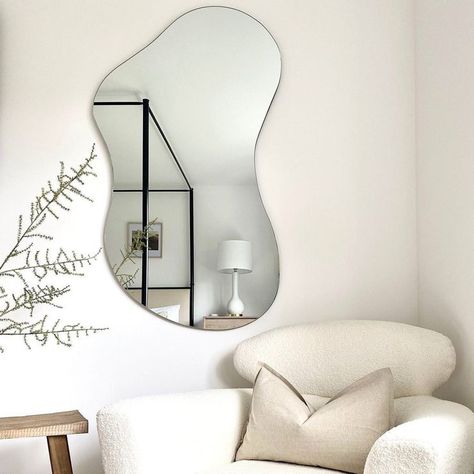 This asymmetrical mirror large will add a chich and stylish statement to your walls. I am sure this irregular pond mirror that will look simply chich hung on the in any living room , bedroom, bathroom and hallway . I believe that you will love it more in real life than in photos , as photos can’t capture the whole beauty of this mirror! If you want another size or custom order feel free to contact me!!! Dimensions: 34.7" x 21" (88cm x 54cm) Size 2: 45" x 27.5" (114cm x 70cm) Squiggly Mirror, Curvy Mirror, Living Room Mirror, Asymmetrical Mirror, Irregular Mirror, Curved Mirror, Wavy Mirror, Hallway Mirror, Room Mirror