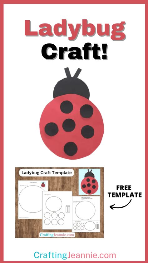 Make this Easy Ladybug Craft. This ladybug is so cute and perfect for toddlers, preschool, and kindergarten! Get the Free Printable Template and make this insect Craft in your classroom or for bug lesson plan. Bug Art For Preschoolers, Ladybug Art Craft For Kids, Easy Ladybug Craft, Insect Crafts Preschool Free Printable, Ladybug Crafts For Toddlers, Ladybug Template Free Printable, Ladybug Craft Preschool, Ladybug Crafts Preschool, Bug Crafts Preschool