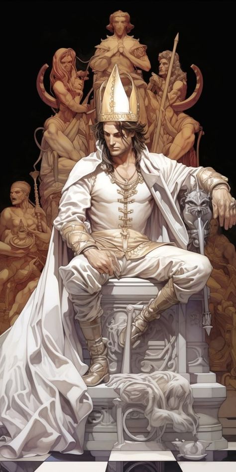 Queen Throne, Man Drawing, Realistic Cartoons, Angel Artwork, Fantasy Male, King And Queen, King Queen, Ruler, Aesthetic Anime