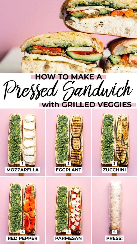 Pesto Sandwich Recipe, Spicy Sandwich, Sandwich Vegetarian, Eggplant Sandwich, Vegetarian Sandwich Recipes, Healthy Sandwich, Pesto Mozzarella, Pressed Sandwich, Pesto Sandwich