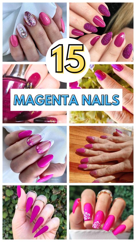 15 Magenta Nail Ideas for 2024 – Scan to Talk Fuschia Nails Acrylic, Fushia Nail Designs Ideas, Magenta Nails Acrylic, Fushia Nail Color, Fuschia Nails Design, Magenta Nails Design, Fuschia Nails, Fuchsia Nails, Easter Nail Ideas