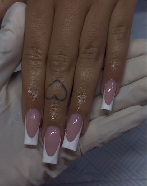 Mid Length French Tip Nails, Fresh Tip Acrylic Nails, White Tip Acrylic Nails, Long Acrylic Nail Designs, Short Square Acrylic Nails, Acrylic Nails Coffin Pink, Unique Acrylic Nails, Nails Only, White Nail