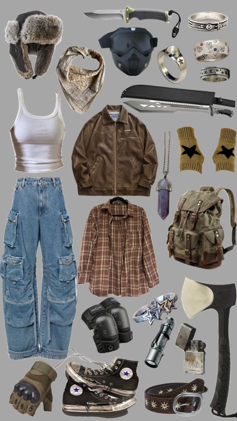 #zombieapocolypse#zombieapocalypseoutfit Apocalypse Clothing, Zombie Apocalypse Outfit, Zombie Clothes, Sixth Form Outfits, Rave Fits, Trendy Fashion Outfits, Zombie Apocalypse, Cute Everyday Outfits, Outfit Inspo Fall