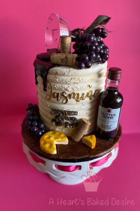 Wine Theme Cake Wine Theme Cakes, Wine Cake, St Emilion, Themed Birthday Cakes, Wine Theme, Theme Cake, Cabernet Sauvignon, Themed Cakes, 1st Birthday