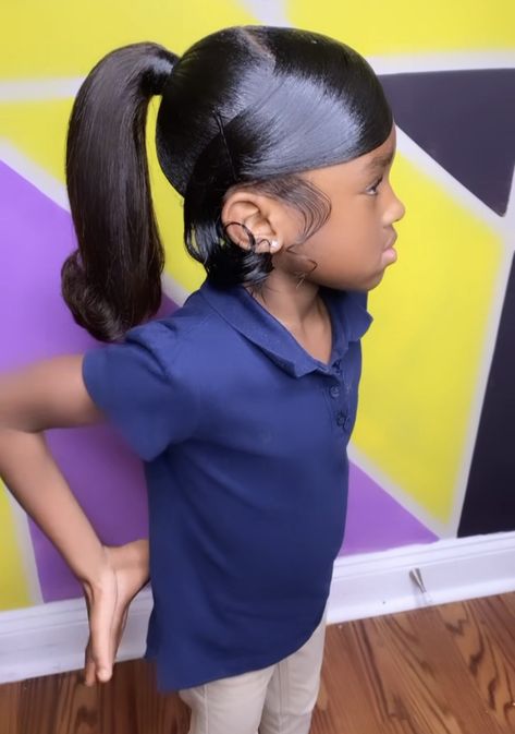 Wedding Hairstyles For Black Kids, Kids Ponytail Hairstyles Black, Hairstyles Jennie, Hairstyle For Kids, Toddler Braided Hairstyles, Black Kids Braids Hairstyles, Open Hair, Kid Hairstyles, Weave Ponytail Hairstyles