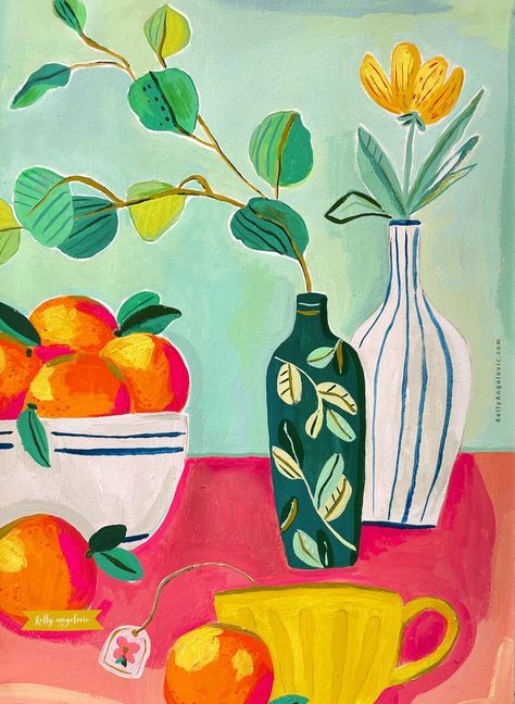 Still Life Collage, Soft Pastels Drawing, Illustration Editorial, Folk Art Flowers, Posters Framed, Still Life Art, Naive Art, Hand Painted Canvas, Editorial Illustration