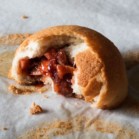 Pineapple Buns with Chinese Barbecue Pork (Bolo Bao) | Cook's Illustrated Bolo Bao, Pineapple Buns, Bao Recipe, Cooks Illustrated Recipes, Pineapple Bun, Donut Toppings, Caramel Chocolate Bar, Chinese Snacks, Cookie Toppings