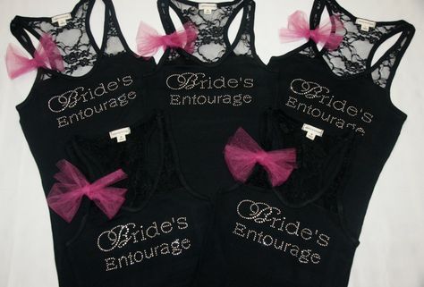 5 Bridesmaid Tank Top Shirt. Half Lace. Bride, Maid of Honor, Brides Entourage. Matron of Honor, Bridzilla, Wifey, I do, mother of the bride. $85.00, via Etsy. Bridesmaids Shirts, Bridal Entourage, Bridesmaid Tank Tops, Bachelorette Tanks, Party Tank Top, Tank Top With Lace, Lace Bride, Bride Sister, Bridesmaid Shirts