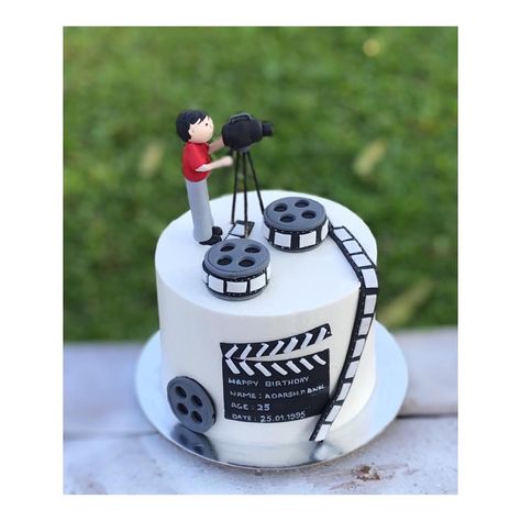 A cake done for a photographer/cinematographer in movies. Buttercream cake with fondant decor. Birthday Cake For Photographer, Cake Designs For Photographer, Camera Cake Design, Photographer Cake Ideas, Cake For A Photographer, Dark Sarcasm, 21st Birthday Cake For Guys, Movie Theme Cake, Camera Cake