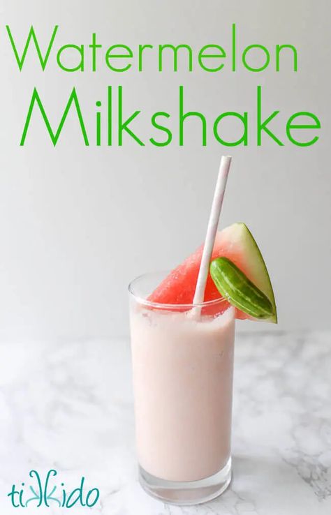 Watermelon Milkshake Summer Recipe | Tikkido.com Watermelon Milkshake Recipe, Cereal Milkshake, Watermelon Milkshake, Fruit Milkshake Recipe, Fun Kids Drinks, Recipe Ice Cream, Watermelon Shake, Fruit Milkshake, Frozen Yogurt Popsicles