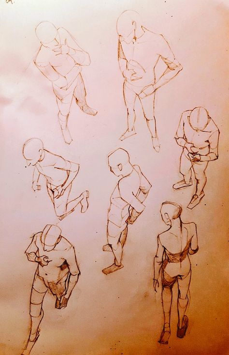 Torso Simplified, Top View Perspective Person Reference, Birds Eye View Drawing Perspective People, Person From Above Reference, Above Angle Reference, Overhead View Of Person, Above Perspective Pose, Walking Perspective, Top Down Perspective