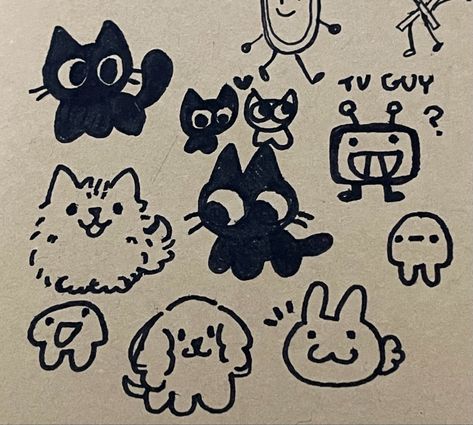 silly little guys Silly Lil Doodles, Simple Sketch Ideas Doodles, Silly Animal Doodles, Silly Dog Doodle, Silly Guy Drawing, Silly Goofy Doodles, Little Guy Doodle, Easy Doodles Drawings Cute, Silly Dog Drawing