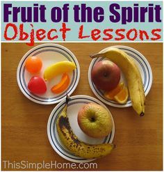 This Simple Home: Fruit of the Spirit Object Lesson Perfect object lesson for week 1 and a fun snack/lesson for week 4! Fruit Of The Spirit Goodness Object Lesson, Fruit Of The Spirit Vbs Decorations, Fruit Of The Spirit Lessons, Bible Snacks, Awana Games, Childrens Bible Study, Sunday School Object Lessons, Bible Study Worksheet, Youth Lessons