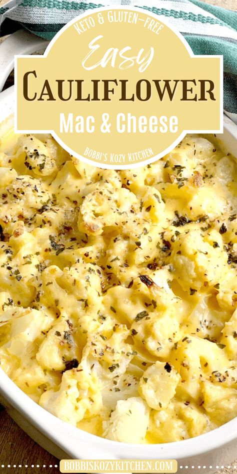 Satisfy Your Craving for Comfort with Creamy Low Carb Cauliflower Mac and Cheese – The Pasta-Free Delight! Embrace Your Keto, Low Carb, or Gluten-Free Lifestyle While Savoring the Nostalgic Charm of Your Childhood Favorite! Low Carb Mac And Cheese, Cauliflower Mac And Cheese Recipe, Healthy Mac N Cheese, Easy Mac N Cheese, Keto Sides, Cauliflower Mac And Cheese, Easy Cauliflower, Creamy Cauliflower, Cauliflower Cheese