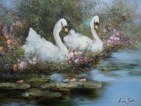 Mermaidcore Wallpaper Laptop, Swan Paintings, Swan Oil Painting, Swan Coquette, Swan Painting, Rennaissance Art, Ethereal Aesthetic, Fairytale Art, Vintage Poster Art