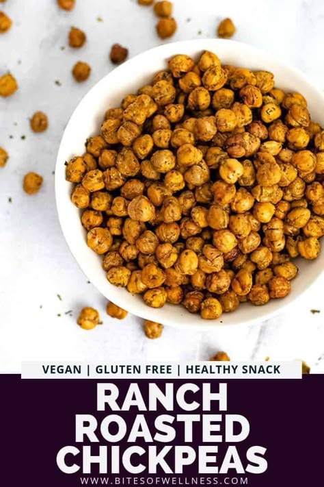 Ranch Chickpeas, Crispy Roasted Chickpeas, Chickpea Recipes Roasted, Chic Peas, Salad Topping, Chickpea Snacks, Homemade Ranch Seasoning, Healthy Vegetable Recipes, Healthy Vegan Snacks