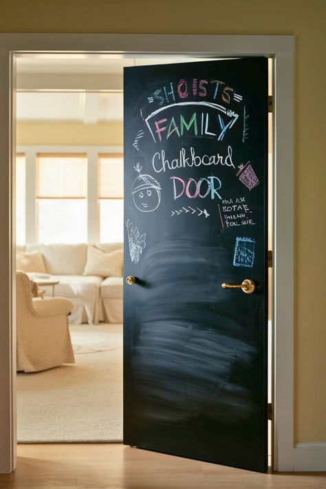 15 DIY Door Makeover [Within Budget] Diy Door Makeover, Interior Door Makeover, Chalkboard Door, Diy Wreath Bow, Ombre Paint, Diy Dresser Makeover, Doors Ideas, Rustic Barn Door, Mirror Panels