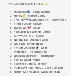 Starting way back in circa 1997 Im giving you a playlist of hits that were popping that year. These are also songs that I still sing along to & enjoy even 22 years later & I wasnt even old enough to know at the time. Music is so timeless & when it hits it can take you back to the exact moment where you first heard it #music #throwback #playlist #songs #artist #90s #vibes #feels #feelgood #nostalgia #goldenyear #birthyear  Starting way back in circa 1997 Im giving you a playlist of hits that were 90s Music Playlist, Throwback Playlist, 90s Music Artists, Collage Music, Playlist Songs, Throwback Songs, 90s Songs, Party Playlist, Hip Hop Classics