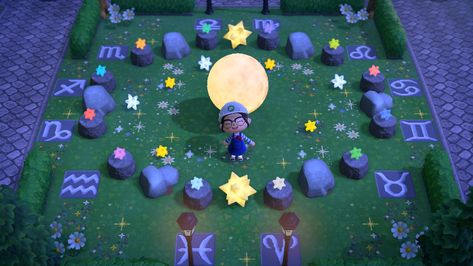 my DA: DA-6037-9117-4428 Animal Crossing Zodiac Garden, Acnh Zodiac Garden, Space Animal Crossing, Pink Animal Crossing Island, Animal Crossing Rock Garden, Acnh Rock Garden, Animal Crossing Island Layouts, Garden Animal Crossing, Neverland Island