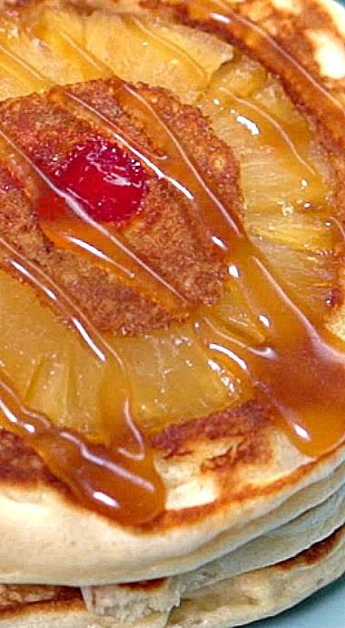 Pineapple Upside Down Pancakes Pina Colada Pancakes, Upside Down Pineapple Pancakes, Pineapple Pancakes Recipe, Desert Pancakes, Pineapple Upside Down Pancake Recipe, Waffle Pancakes, Pineapple Upside Down Pancakes, Pineapple Pancakes, Hawaiian Breakfast