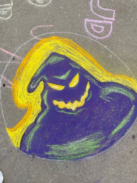 #oogieboogie #thenightmarebeforechristmas #halloween #chalkart #friendlyneighborhoodchalklady Chalk Art Ideas Halloween, Halloween Side Walk Chalk Art, Chalk Art Halloween Ideas, Halloween Sidewalk Chalk Art Ideas Easy, Scary Chalk Art, Disney Chalk Art Easy, Halloween Chalk Drawings, Chalk Halloween Art, Halloween Chalk Art Easy