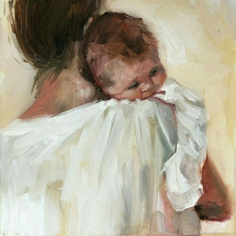 Mom And Baby Painting, Mother And Baby Paintings, Breastfeeding Art, Mum And Baby, Jesus Christ Painting, Baby Painting, Family Painting, Baby Drawing, Soyut Sanat Tabloları