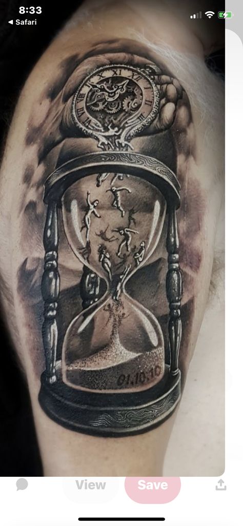 Hourglass Tattoos Men, Sands Of Time Tattoo, Hourglass Tattoo Men, Father Time Tattoo, Hourglass Tattoo Design, Tattoo Wade, Momento Mori Tattoo, Clockwork Tattoo, Hour Glass Tattoo Design