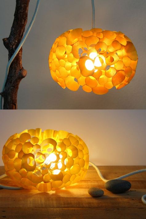 Coral Inspired DIY Paper Lamp {in 20 Minutes!} - A Piece Of Rainbow Diy Lamp Pendant, Paper Lamp Shade Diy, Tissue Paper Lampshade Diy, Paper Lampshade Diy, Crepe Paper Lamp, Lamp Diy Paper, Paper Craft Lamp, Paper Lamp Diy, Creative Lamps Diy