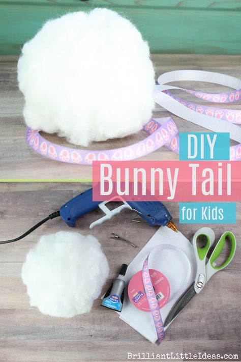 You wont believe how easy diy bunny tail are to make. Your kids are going to love learning how to make bunny tail. Great for an easter gift or easter craft. #eastercraft #easterbunny #rabbittail #kidcrafts Diy Bunny Tail, Bunny Diy Costume, Bunny Tail Diy, Girls Bunny Costume, Bunny Costume Kids, Easter Diy Kids, Diy Bunny Ears, Animal Costumes For Kids, Bunny Ears And Tail