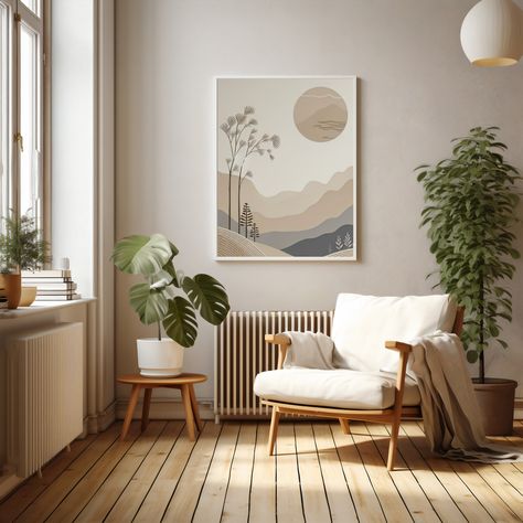 Elevate your space with this serene Japandi style wall art. Designed with meticulous attention to detail, this artwork exudes a sense of calm and harmony, inviting you to immerse yourself in its peaceful embrace.

This wall art features a tranquil scene of trees gently swaying under the warmth of the sun. Rendered in soothing beige neutral colours, this art evokes a sense of serenity and balance, creating a harmonious composition that brings a sense of calm to any room. Japandi Wall Colors, Scandinavian Interior Colorful, Japandi Painting, Japanese Inspired Living Room, Wall Decor Japandi, Blue And Cream Living Room, Japandi Artwork, Japandi Wall Decor, Living Room Japandi